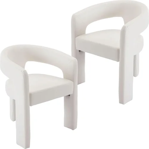 Miniatura 17 de BESTANO Sillas de comedor modernas tapizadas en terciopelo de vellón con respaldo abierto, lindas sillas laterales de barril, sillas de cocina