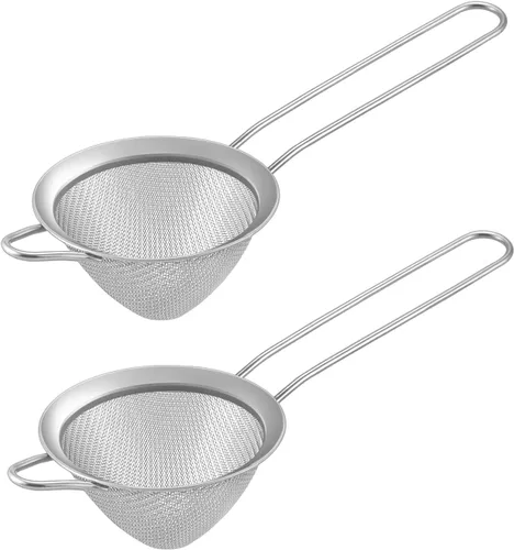 Miniatura 8 de TeamFar Colador de malla fina, colador de té de acero inoxidable de 3.3 pulgadas, colador de barra pequeña cónica de malla para cóctel, jugo