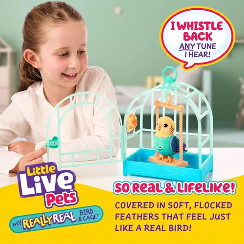 Miniatura 2 de Little Live Pets Mi Pajarito Parlanchín Real y Juguetes con Jaula - Indie, Juguete Interactivo que Repite la Voz, Más de 20 Sonidos y Reacciones