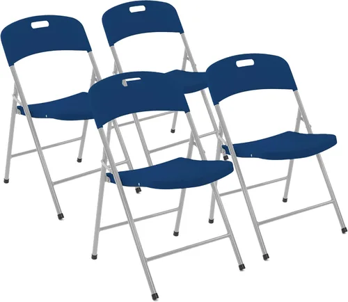 Sillas plegables de plástico creativas (paquete de 4) – Sillas plegables portátiles y ligeras para interiores y exteriores, marco de acero utilizado