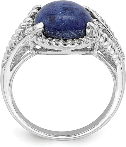 Miniatura 2 de 925 Sterling Silver Lapis Diamond Band Ring Gemstone Fine Jewelry For Women Gifts For Her