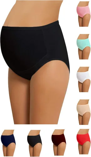 Miniatura 4 de Bragas de maternidad de algodón para mujer, ropa interior ajustable de corte alto, paquete de 4