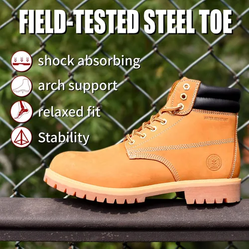 Miniatura 4 de Botas de trabajo para hombre de aceropunta suave, antideslizantes, de goma, resistentes a la construcción, aceite industrial, botas de construcción