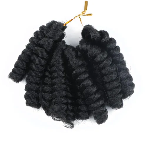 Miniatura 23 de Saniay - 3 paquetes de trenzas de ganchillo cortas trenzadas de ganchillo con espiral, rizos con espiral jamaicana, 20 mechones por paquete