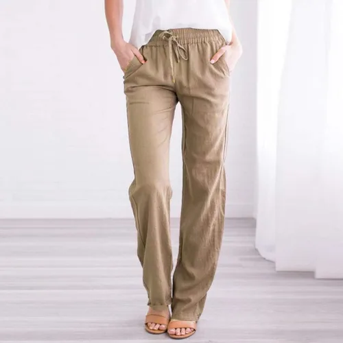 Miniatura 2 de Pantalones de lino para mujer, moda de primavera 2024, pantalones casuales cómodos de lino para mujer, pierna recta y joggers