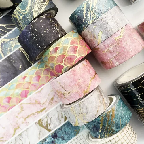 Miniatura 7 de YUBBAEX Gold Veins Washi Tape - Juego de cinta adhesiva decorativa para artes, manualidades, suministros de diario, planificadores, álbumes