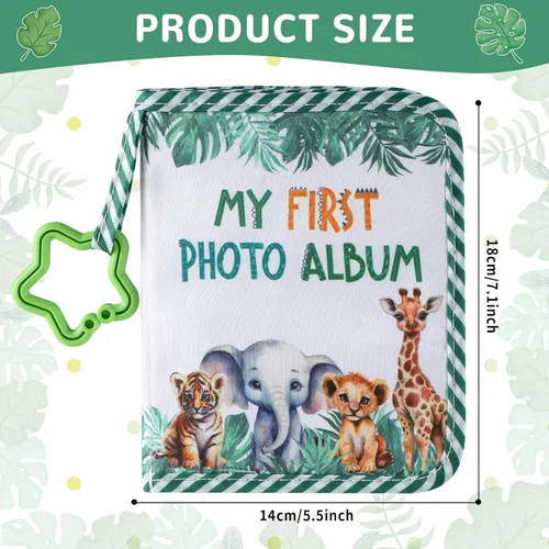 Miniatura 2 de Libro de tela suave de fotos de la primera familia del bebé Álbum de fotos de safari en la jungla de animales Mi primer libro de fotos Álbum