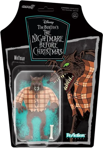 Super7 Tim Burton's The Nightmare Before Christmas Wolfman - Figura de acción de Disney de 3.75 pulgadas con accesorio, coleccionables de películas