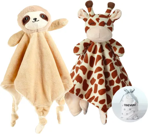 Miniatura 19 de CREVENT - Manta de felpa acogedora para bebé, mantita de seguridad con caras de animales para niños pequeños, regalo para bebés recién nacidos
