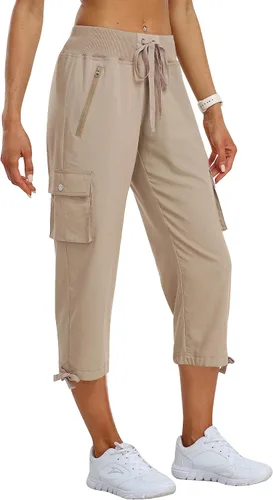 Miniatura 2 de MoFiz Pantalones cargo capri de senderismo para mujer, ligeros, de secado rápido, atléticos, viajes, casuales, holgados, cómodos, bonitos bolsillos