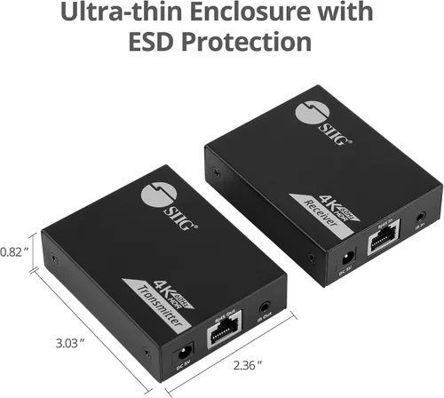 Miniatura 9 de SIIG Extensor HDMI 4K sobre Cat6, 164 pies, paso IR y salida de video, HDCP 2.2, audio de 5.1 canales, reducción de escala automática, protección