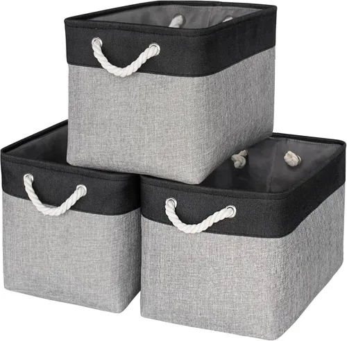 Miniatura 43 de TheWarmHome Contenedores de almacenamiento para estantes, tamaño mediano, 3 unidades, 13.8 pulgadas de largo x 9.8 pulgadas de ancho x 6.7 pulgadas