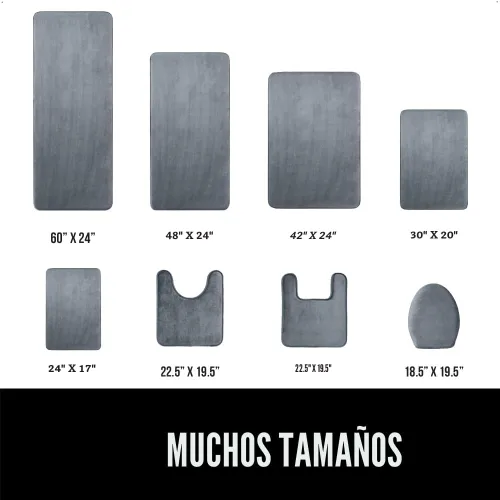Miniatura 2 de Gorilla Grip Tapetes de baño gruesos, espuma viscoelástica, terciopelo suave, absorbente, puntos sólidos en parte baja, lavables a máquina, Gris