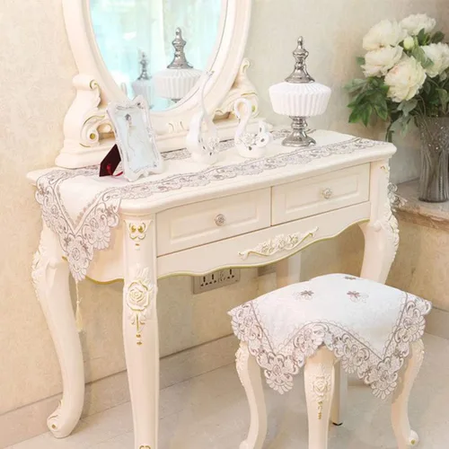 Miniatura 4 de LeLehome - Mantel de encaje bordado con flores color café