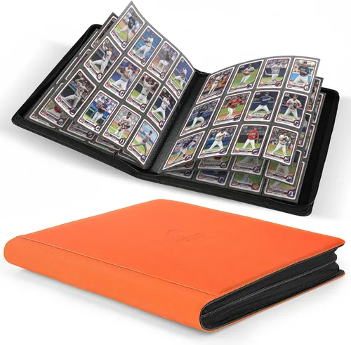 Miniatura 8 de Carpeta Premium de Tarjetas Coleccionables con más de 1000 bolsillos, Carpeta de 16 bolsillos sin anillo de carga lateral para cartas de Negro