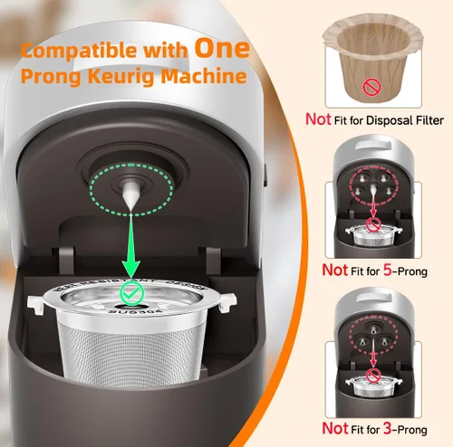 Miniatura 7 de Paquete de 2 tazas K reutilizables para cafetera Keurig 1.0, no 2.0, todas las cápsulas de filtro de café de acero inoxidable para Keurig con embudo