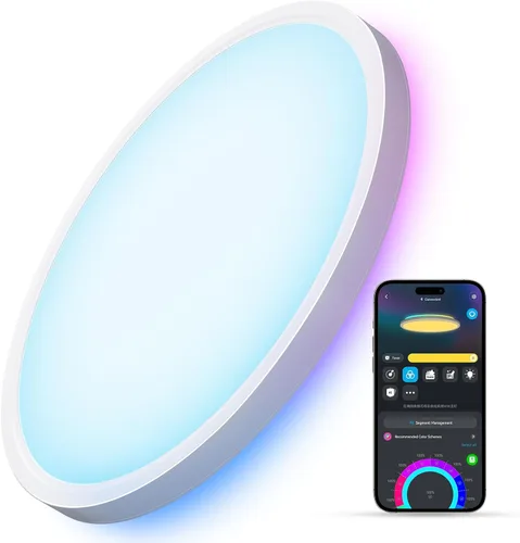 Govee Luz de Techo Inteligente, Lámpara de Techo LED RGBIC, Lámpara de Montaje Empotrado de 2400LM, Colores DIY, Funciona con Alexa, Luces de Blanco