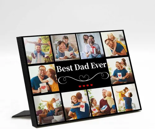Miniatura 22 de InterestPrint Panel de fotos personalizado para papá y nombre para exhibición de mesa, mejor papá estrella, 6 fotos, marco de fotos personalizado