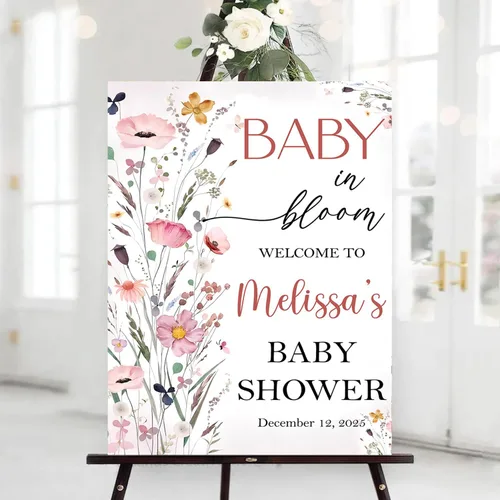 Miniatura 10 de Letrero personalizado de Baby In Bloom, letreros de bienvenida para baby shower, decoraciones de baby shower, baby shower, letrero de bebé