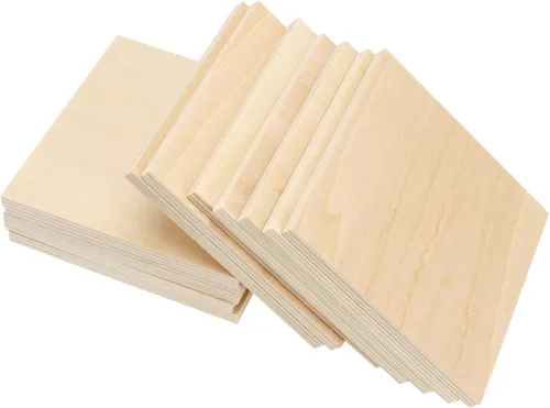 Miniatura 5 de SINJEUN Paquete de 30 discos cuadrados de madera sin terminar de 4 pulgadas, discos de madera de 1/4 pulgadas de grosor, recortes de madera