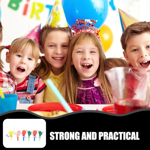 Miniatura 6 de BESTOYARD 100 globos musicales con purpurina mixta con flecos metálicos ruidos para niños, lindos silbatos para Halloween, fiesta de Navidad