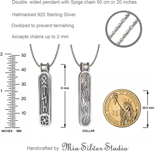 Miniatura 14 de Viking Rune Formula Pendant Necklace for Men Women - 925 Sterling Silver - Norse Nordic Celtic Jewelry - Runes Protection Amulet - Matching