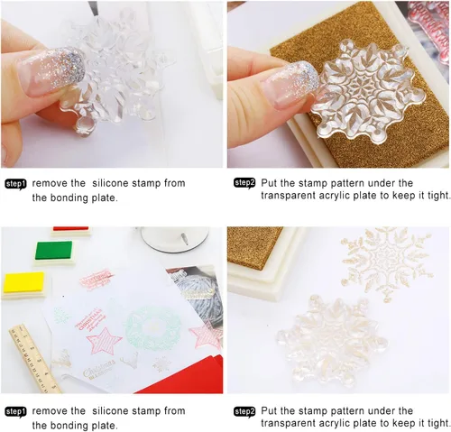 Miniatura 5 de Outus 4 hojas de sellos transparentes de silicona para primavera y verano con palabras de felicitación, patrón de flores, mariposas, libélula