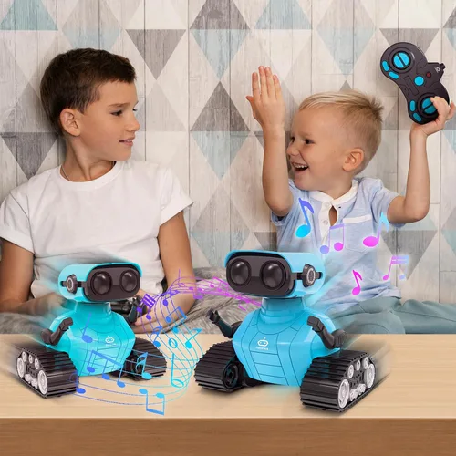 Miniatura 4 de Playsheek Robot Toy - Robot recargable Emo RC con demostración automática para niños, mayores de 3 años - Azul