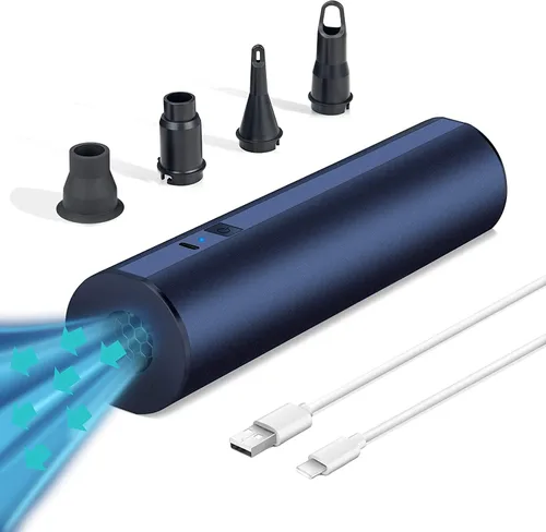 BEAUTYOVO Bomba de aire eléctrica para inflables de piscina, bomba de colchón de aire de llenado rápido, bomba de aire portátil inalámbrica con Azul