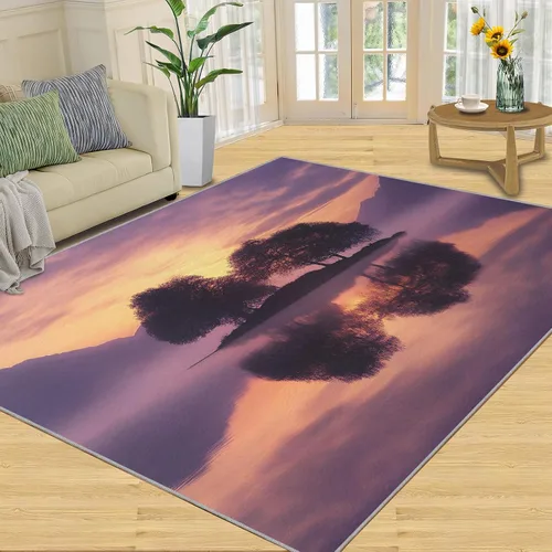 Miniatura 29 de Autumn Forest Rugs for Bedroom, Lake Forest Area Rug, Landscape Photo Rugs for Living Room, Indoor Non-Slip Rug, Machine Washable Carpet for Front