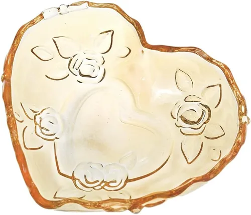 Miniatura 3 de Gaolinci Tazón de vidrio en relieve en forma de corazón, ensaladera de frutas, cuenco de postre (juego de 2)