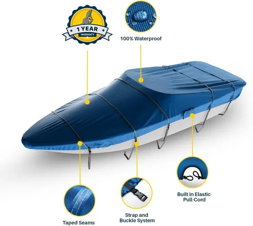 Miniatura 2 de Seal Skin Covers Funda Universal para Barco, Cubierta Impermeable de Grado Marino para 12'-14' L y Hasta 68" W, De Servicio Pesado y Resistente a