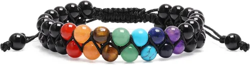 QINJIEJIE Pulsera de cuentas de chakras para meditación, relajación, ansiedad, pulsera de cristal curativo para mujeres y hombres, Piedra Cristal,