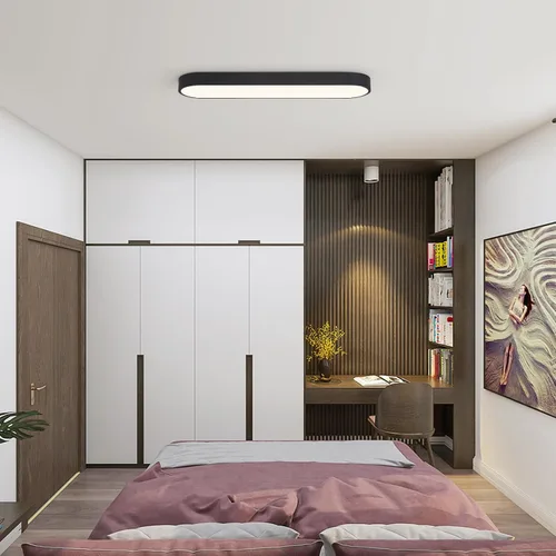 Miniatura 9 de Lámpara de techo lineal de 23.6 pulgadas, LED moderna de 40 W, lámpara de techo simple negra, iluminación de techo de perfil bajo para dormitorio