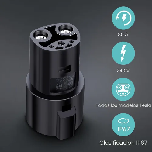 Miniatura 2 de Lectron J1772 a Tesla Adaptador de 80 amperios (250V) - Adaptador de carga EV compatible con Tesla Model S/3/X/Y/Cybertruck y todos los vehículos