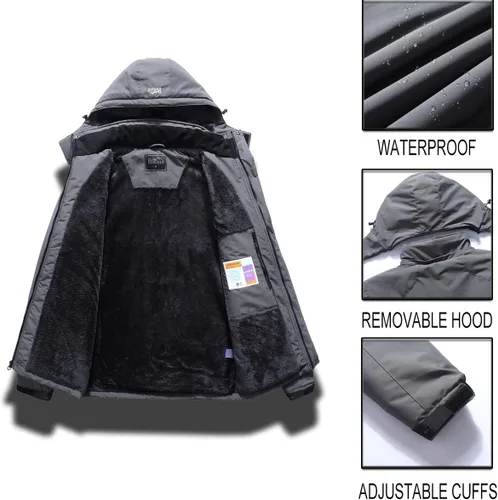 Miniatura 7 de Pooluly - Chaqueta impermeable de invierno, esquí, snowboard, para hombre, con capucha, rompevientos.