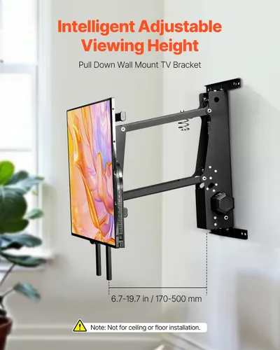 Miniatura 2 de VEVOR Soporte de pared motorizado para TV, soporte de TV para TV de 32 a 65 pulgadas, soporte de TV de techo ajustable eléctrico, soporte de TV