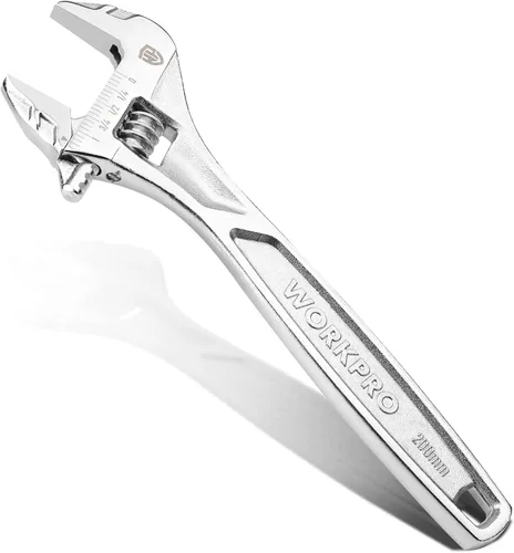 Miniatura 16 de WORKPRO - Llave ajustable de 4 pulgadas de servicio pesado con escala imperial y métrica, llave premium de acero Cr-V, cromada