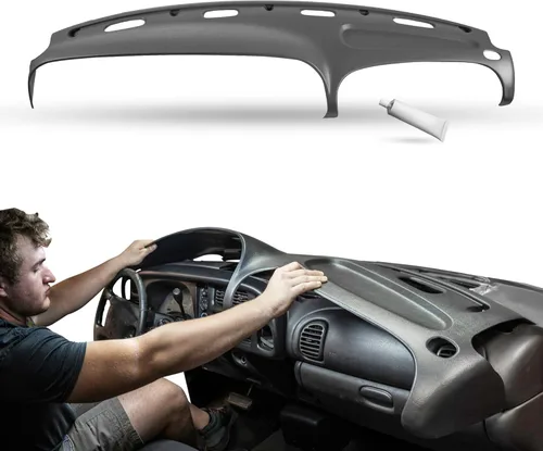 Miniatura 12 de DASHSKIN Tapa moldeada para salpicadero compatible con Dodge Ram 1500 1998 1999 2000 2001 (98-02 Ram 2500 y 3500) en gris niebla, fabricada