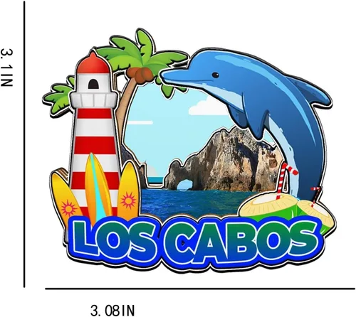 Miniatura 3 de Imán de Los Cabos México para nevera 3D hitos de madera 3D para viajes, recuerdos coleccionables, decoración hecha a mano -2063