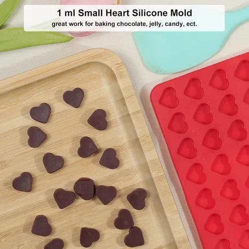 Miniatura 4 de Mini molde de silicona con forma de corazón, 150 cavidades en forma de corazón, moldes de chocolate para dulces, fondant, gomitas, gelatina, molde