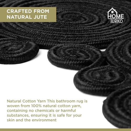 Miniatura 3 de Alfombra de baño bohemia de yute Alfombra de inodoro lavable hecha a mano Alfombra de baño moderna Decoración de baño bohemia tejida de doble