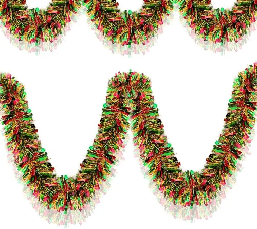 Miniatura 11 de 4th of July Red White Blue Star Tinsel Garland - 33 Ft Memorial Day Patriotic Decoration Independence Day Metallic Tree Fine Filament Garland