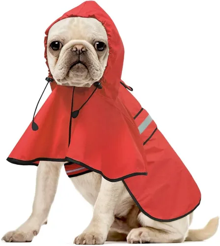 Miniatura 14 de Impermeable reflectante para perros – Impermeable ajustable para perros, impermeable ligero con capucha para perro, poncho chubasquero, chaqueta