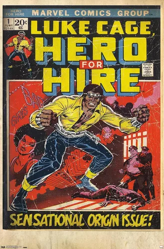 Miniatura 9 de Trends International Marvel Comics Luke Cage - Hero for Hire Cover #1 Wall Poster, 22.4L x 14.7W, Barnwood Framed Version