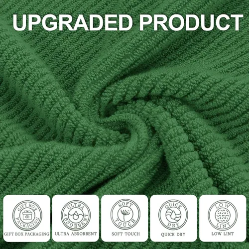 Miniatura 249 de VOOVA & MOVAS Toallas de mano blancas - 100% algodón Ligeras Gruesas Secado rápido Suaves Absorbentes, paquete de 4 piezas grandes de 18