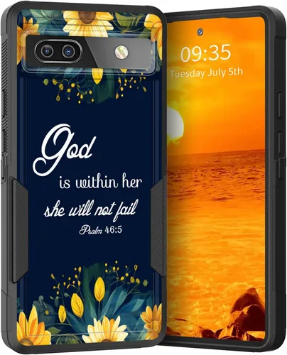 Miniatura 98 de Funda para Pixel 6A, Híbrida de Doble Capa de Servicio Pesado Resistente a Prueba de Golpes PC Duro + Funda Protectora de Silicona Suave para Google