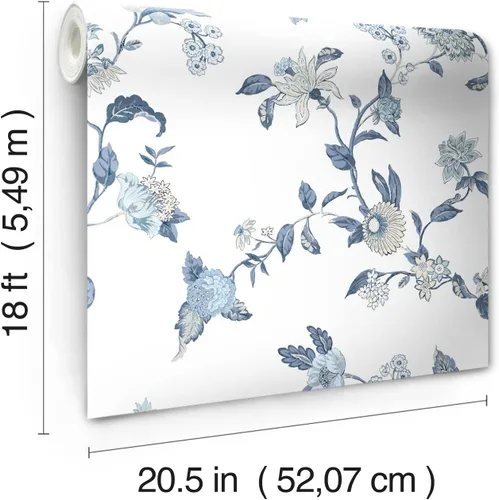 Miniatura 3 de RoomMates Waverly RMK12600PL Graceful Garden Trail - Papel tapiz para despegar y pegar, color azul