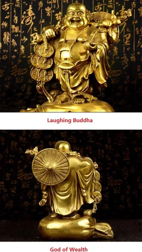 Miniatura 5 de Fengshui - Estatuas de Buda para la suerte y la felicidad, figuras de Buda riendo, esculturas de transporte, bolsa de dinero, estatua del Dios