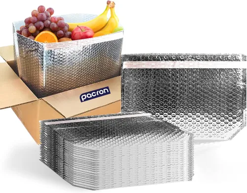 Paquete de 50 forros aislados de 8 x 8 x 8 pulgadas – Bolsas de envío aisladas autosellantes para alimentos y productos perecederos – Forros de